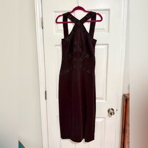 Tadashi Elegant Brown Beaded Sleeveless Dress